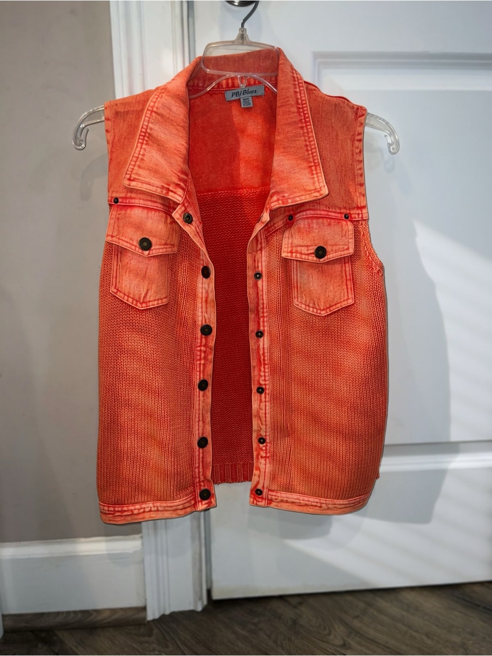 Orange Sleeveless Denim Vest - Men's